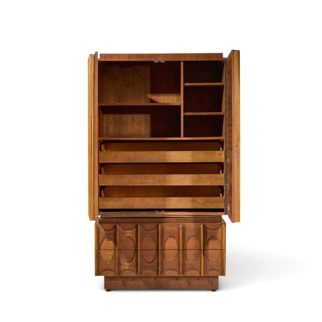 Tobago Brutalist Mid Century Walnut Armoire Dresser For Sale - Image 9 of 9