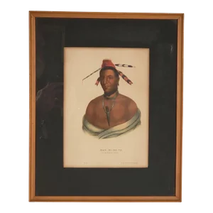 Hand-Colored Engraving of American Indians, 19th Century