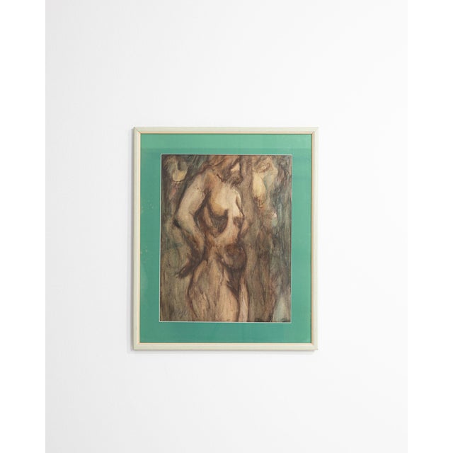 Mid 20th Century Mid 20th Century France Impressionist Teal Wood Painting For Sale - Image 5 of 15