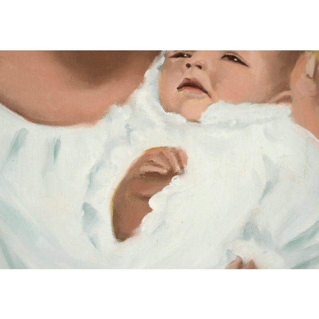 1990s Portrait of a Woman and Infant in White by Cindy Gin For Sale - Image 5 of 8