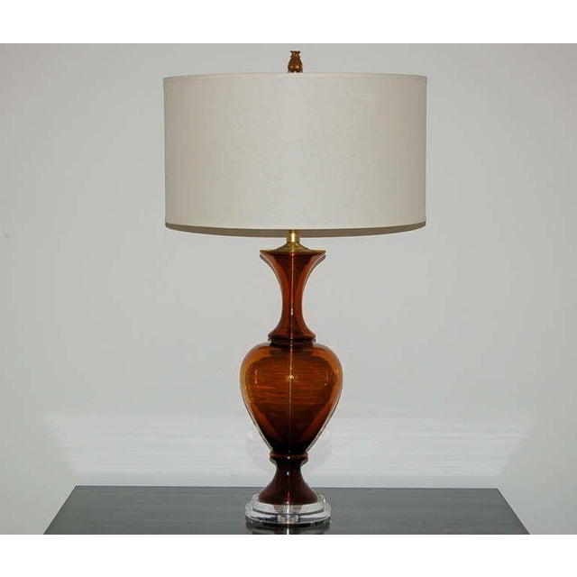 Mid-Century Modern Vintage Swedish Glass Lamps Brown For Sale - Image 3 of 9