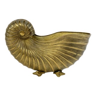 Large Brass Nautilus Shell Planter For Sale
