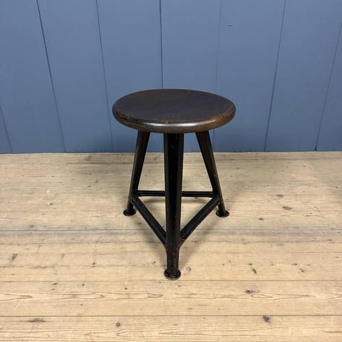 Black Stool with Dark Wooden Seat from Rowac, 1940s For Sale - Image 12 of 14