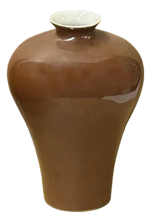 5.5" Chinese Clay Ceramic Coffee Brown Meiping Vessel Small Vase