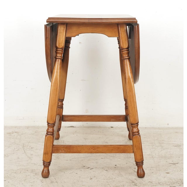 Brown Vintage Tradition Drop Leaf End Table With Turned Legs For Sale - Image 8 of 10