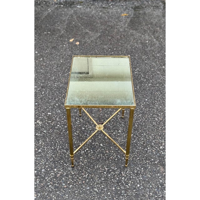 1960s Neoclassical Jansen Style Italian Brass XBase Side Table With Inset Mirrored Top Chairish
