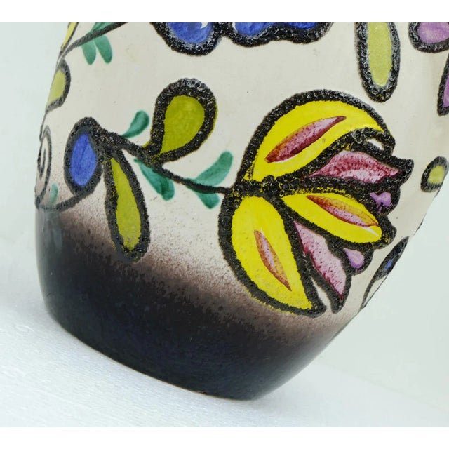 Mid-Century Modern Fat Lava Floor Vase with Flower Decor from Scheurich, 1960s For Sale - Image 3 of 11