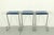 Blue Italian Tubular Z Bar Stools in Chrome, 1970s, Set of 3 For Sale - Image 8 of 16