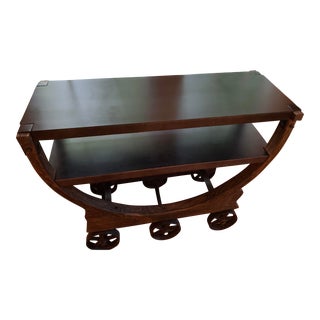 Vintage Restoration Hardware Wallpaper Bar Cart For Sale
