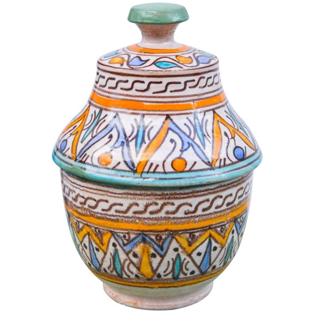 Moroccan Ceramic Lidded Bowl For Sale - Image 9 of 9