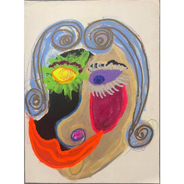 1970s Mark Mynatt Abstract Arylic on Paper - Stepford Wife, Unframed For Sale In Palm Springs - Image 6 of 6