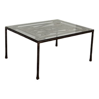 19th Century French Gate + Glass Custom Coffee Table For Sale
