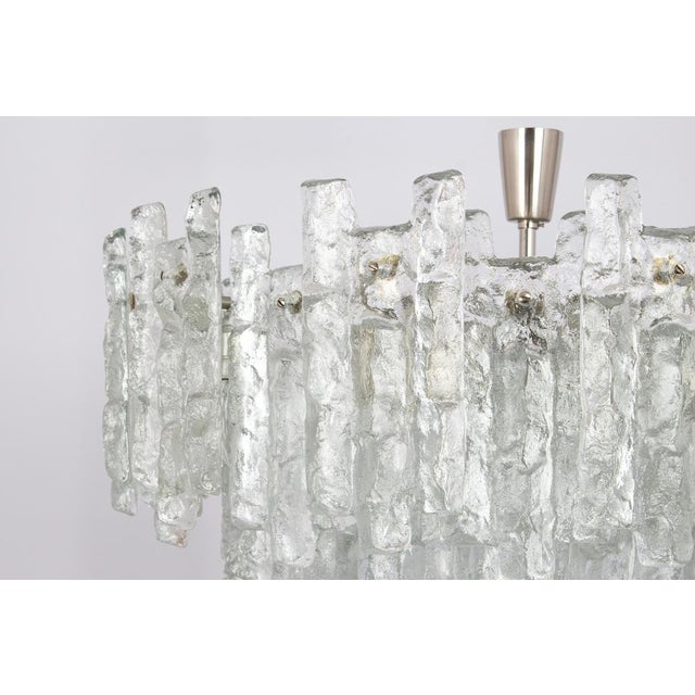 Soria Chandelier in Ice Glass from Kalmar, Germany, 1970s For Sale - Image 3 of 14