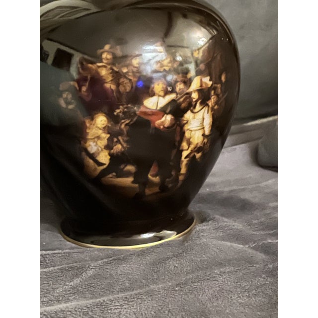 Vintage Bavaria G Porzellan Brown Ginger Jar Rembrandt’s the Night Watch Germany For Sale In Indianapolis - Image 6 of 10