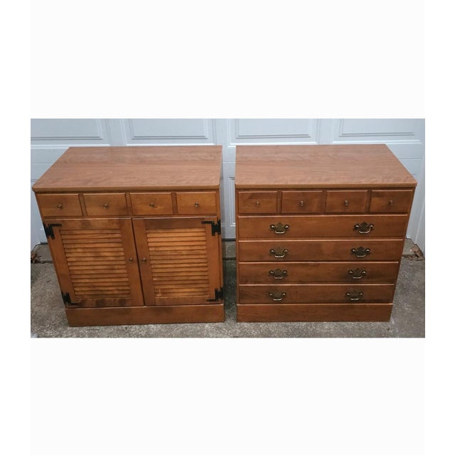 Mid-Century Modern Pair Ethan Allen Chest of Drawers and Cabinet With Optional Hutch For Sale - Image 3 of 12