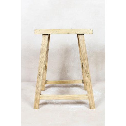 Vintage Rustic Stool in Elm For Sale - Image 5 of 5
