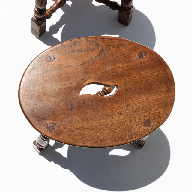 Pair of Oval Oak Stools English Circa 1880 For Sale In San Francisco - Image 6 of 6