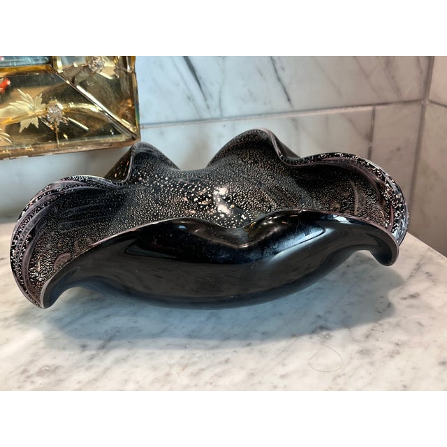 Murano Black Murano Glass Catchall Ashtray With Confetti Swirl For Sale - Image 4 of 6