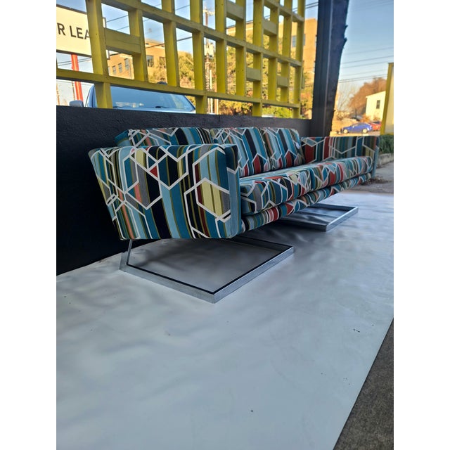 Milo Baughman Thayer Coggin Cantilever Chrome Sofa For Sale In San Antonio - Image 6 of 17