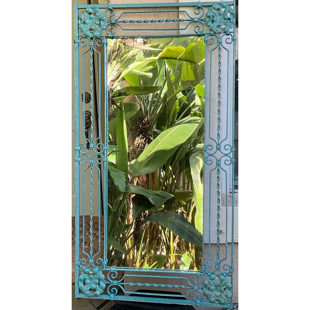 American Antique Wrought Iron Gate Mirror – Repurposed Architectural Salvage For Sale - Image 3 of 15