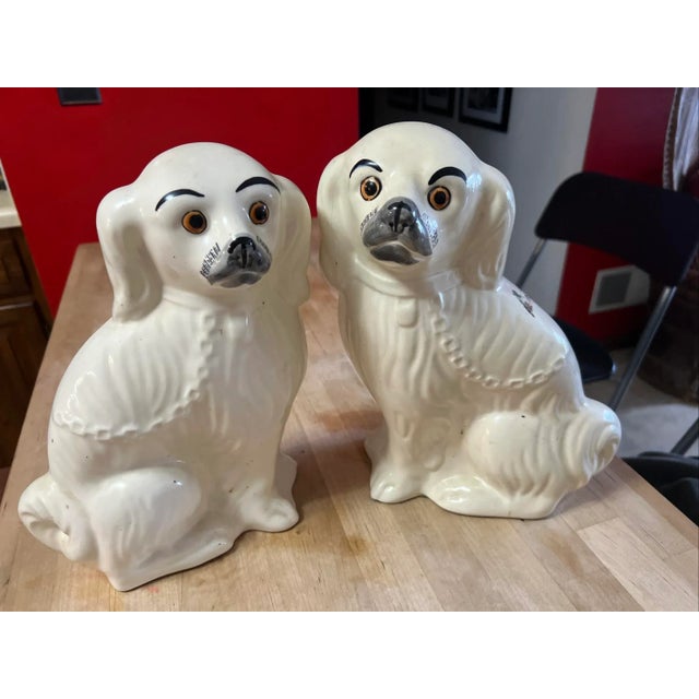 Pair of Vintage Decorated Staffordshire Dogs, Circa 1930's For Sale - Image 14 of 15