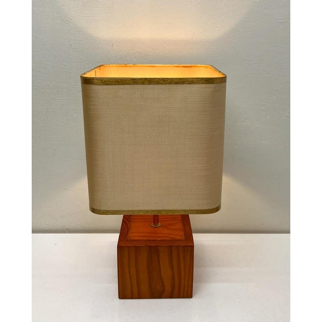 Mid-Century Teak Block Table Lamp Tarogo, Japan, 1980s For Sale - Image 14 of 16