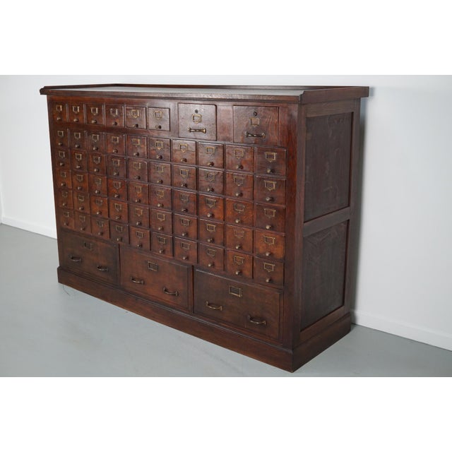 Wood Large French Oak Notary Apothecary Cabinet, 1920s-1930s For Sale - Image 7 of 18
