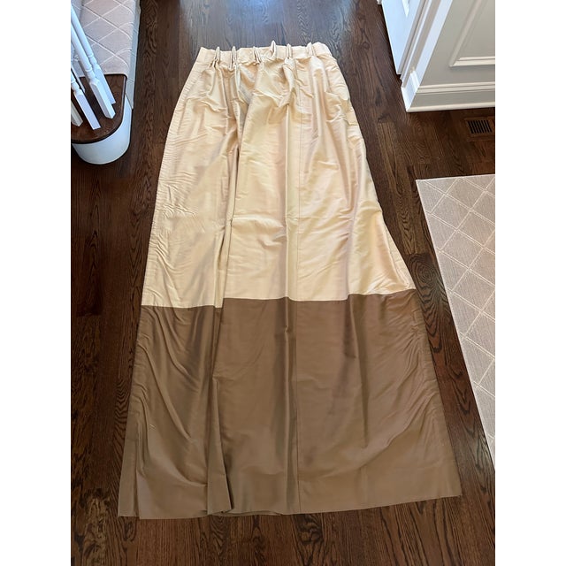 Contemporary 2002 Color Block Calico Corners Custom Fabric Silk Blend Fully Lined Drapery Panels - Set of 2 For Sale - Image 3 of 8