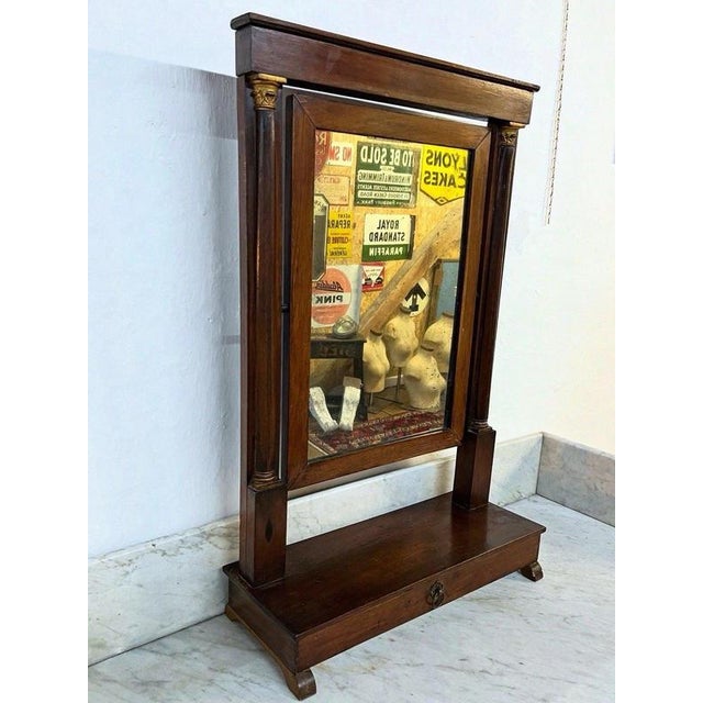 Antique 19th Century Empire Mahogany Mirror with Gilt Decoration, 1870 For Sale - Image 4 of 8
