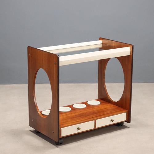 Vintage Kitchen Cart in Exotic Wood Veneer, 1960s For Sale - Image 10 of 10