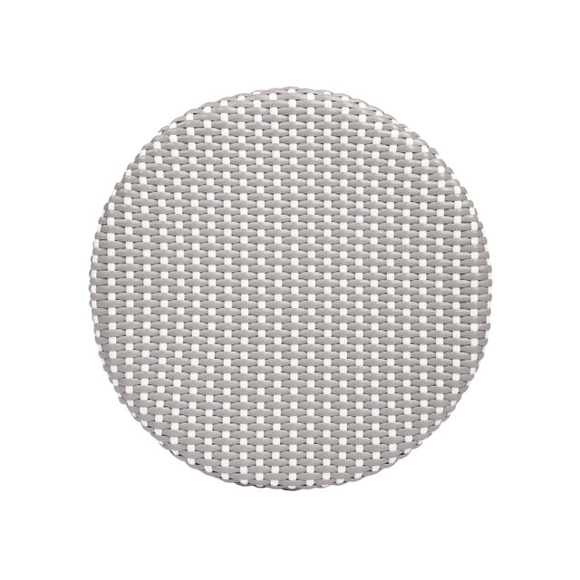 Wood Tobias 24 in. Seat Height Round Rattan Backless Counter Stool, Gray/White Dot / Natural Rattan Frame For Sale - Image 7 of 8