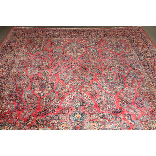 English Early 20th Century Zabihi Collection Oversize Jewel Toned Traditional Persian Sarouk Rug - 8'11" x 15' For Sale - Image 3 of 8
