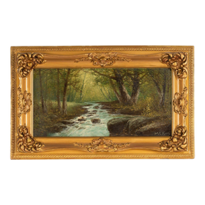 20th Century American River Landscape, Oil on Canvas by Mary Elizabeth King.