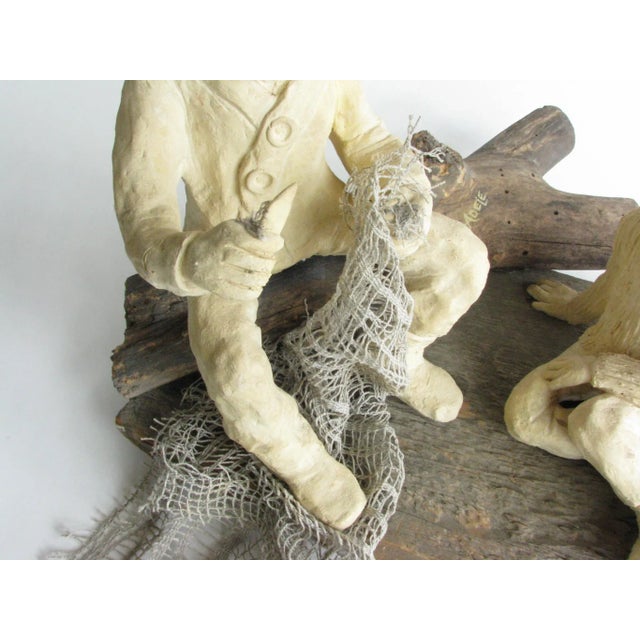 Mid 20th Century Clay Sculpture of Man and Child by Adele For Sale In Chicago - Image 6 of 13