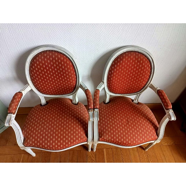 19th Century Louis XVI Medallion Cabriolet Armchairs, 1890s, Set of 2 For Sale - Image 5 of 16