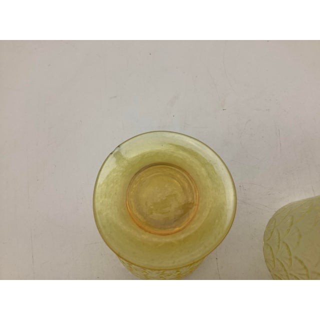 Yellow Early 20th Century Yellow Uranium Glass Set 2pc For Sale - Image 8 of 9