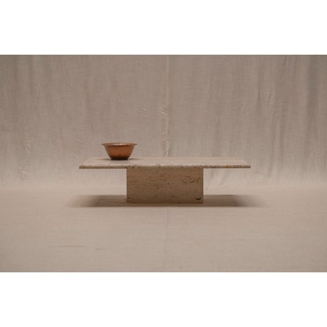 Architectural Rectangular Travertine Coffee Table, 1970s For Sale - Image 9 of 14