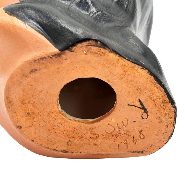 1968 California Art Pottery Hawaiian Polynesian Hula Girl Bust Statue, Signed For Sale In Los Angeles - Image 6 of 6