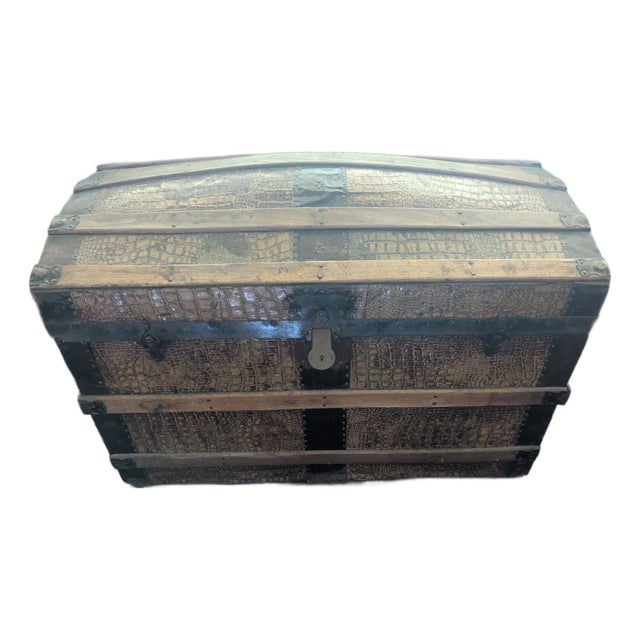 German Domed Lid Antique Trunk - Mid 20th Century For Sale