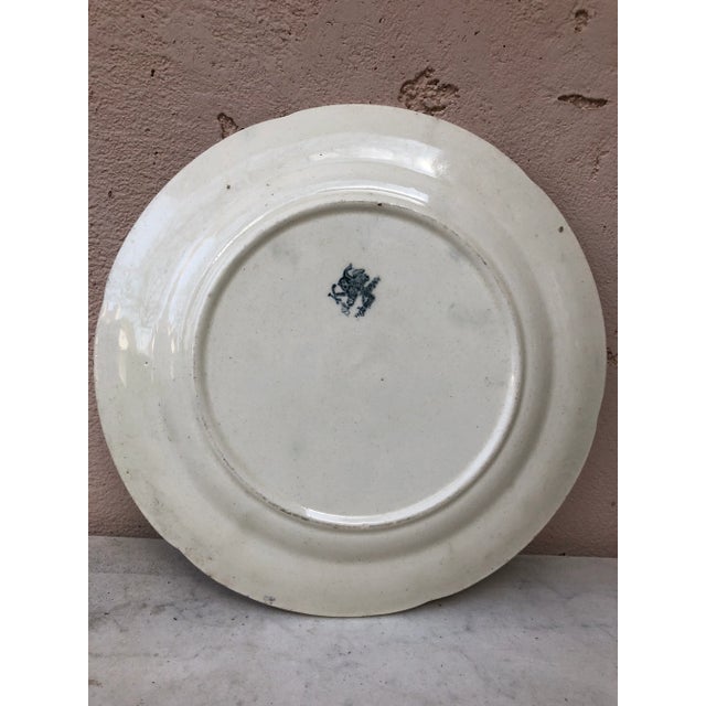 Majolica Plums Plate Keller & Guerin Saint Clement Circa 1900 For Sale - Image 4 of 6