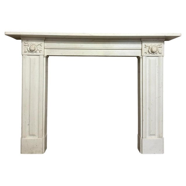 A Regency period Antique Statuary white marble chimneypiece. Superior quality Italian Statuary marble, no discolouration...