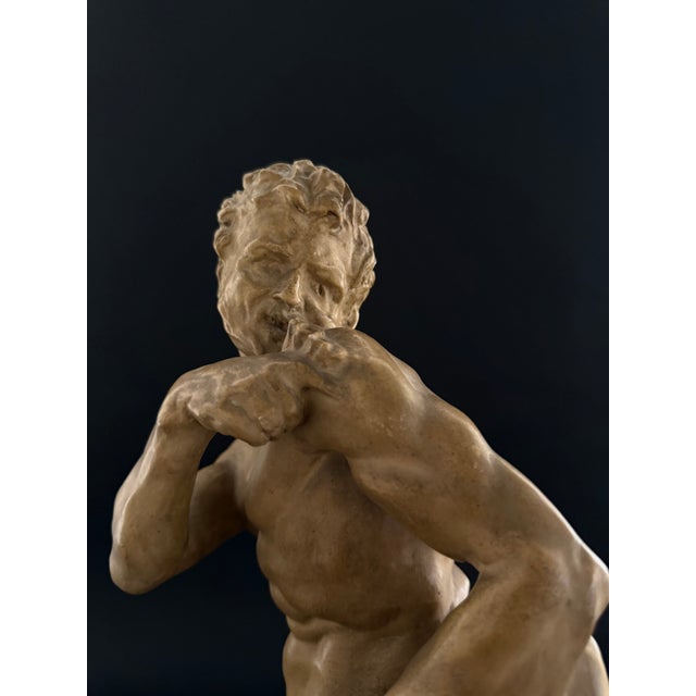 Brown Stucco Sculpture Depicting a Faun, 20th Century, 1950s, Gesso For Sale - Image 8 of 16