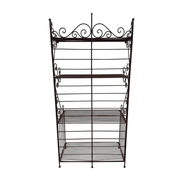 Vintage Rustic Wrought Iron 4 Shelf Bakers Rack For Sale In New York - Image 6 of 8