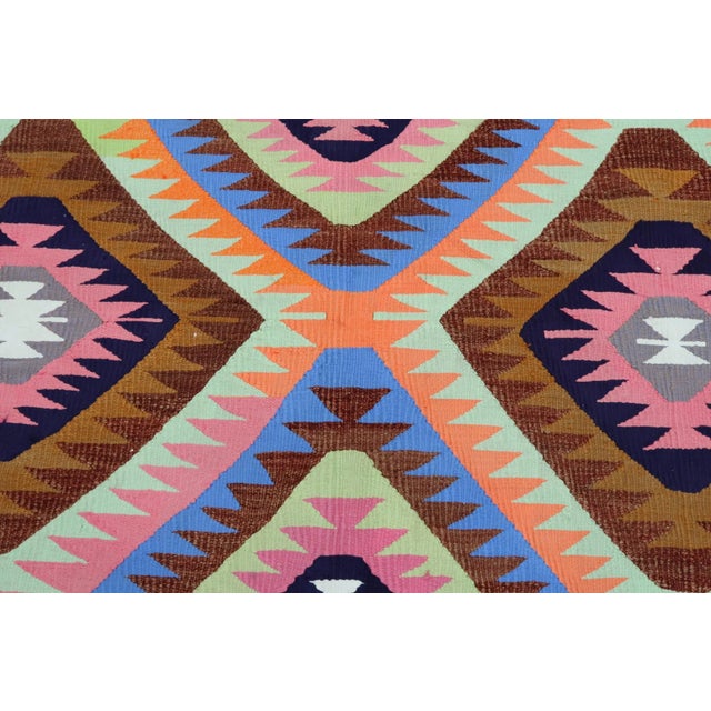 Mid 20th Century Vintage Turkish Kilim Rug-6’1’x7’5" For Sale - Image 5 of 13