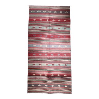 1950s Handmade Flatweave Turkish Floor Kilim -5' 4'' X 11' 3'' For Sale