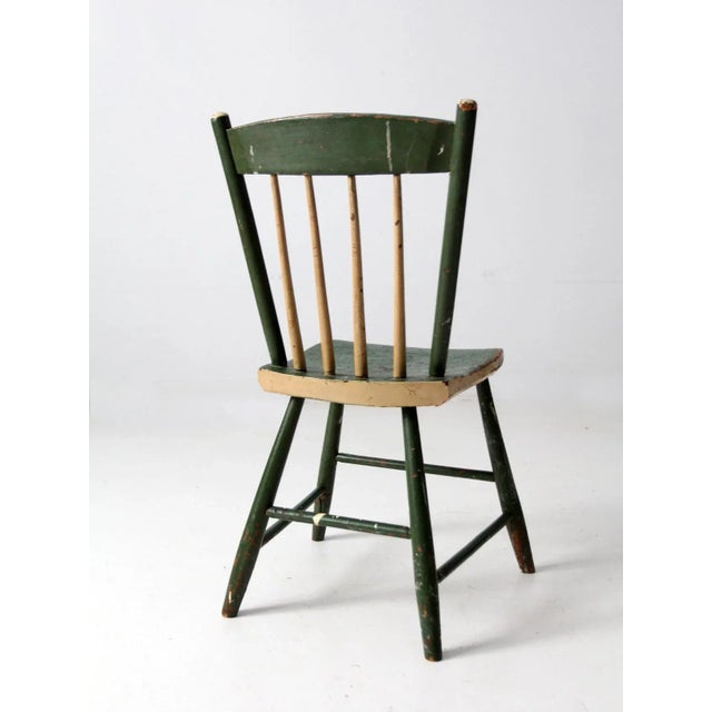 Antique Primitive Painted Plank Seat Chair For Sale - Image 10 of 11