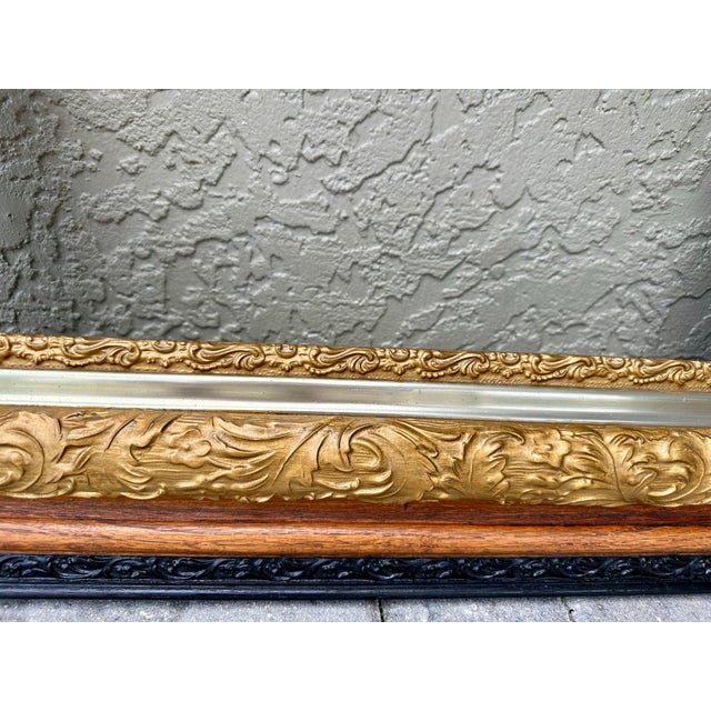 Mid 20th Century Vintage Mid 20th Century Ornate Wooden Black and Gold Gilt Picture or Mirror Frame For Sale - Image 5 of 10