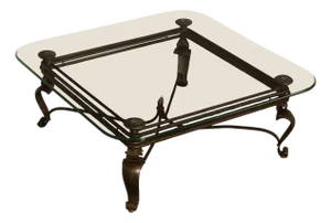 Neoclassical Style Iron And Glass Coffee Table