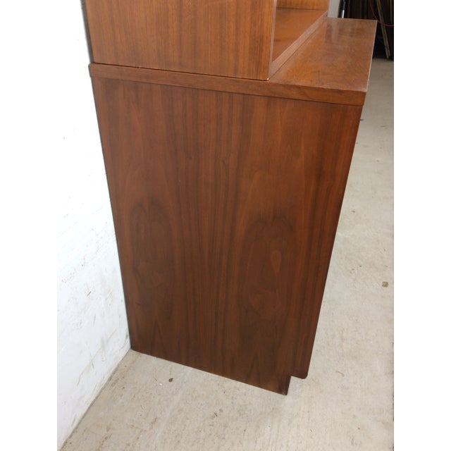 Mid Century Modern Two Piece Shelving Unit With Caned Cabinet and Drawer For Sale In Philadelphia - Image 6 of 18