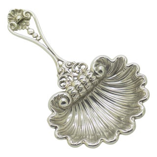 Vintage Italian Handmade Shell-Shaped 925 Sterling Silver Spoon, Padua, 1980s For Sale